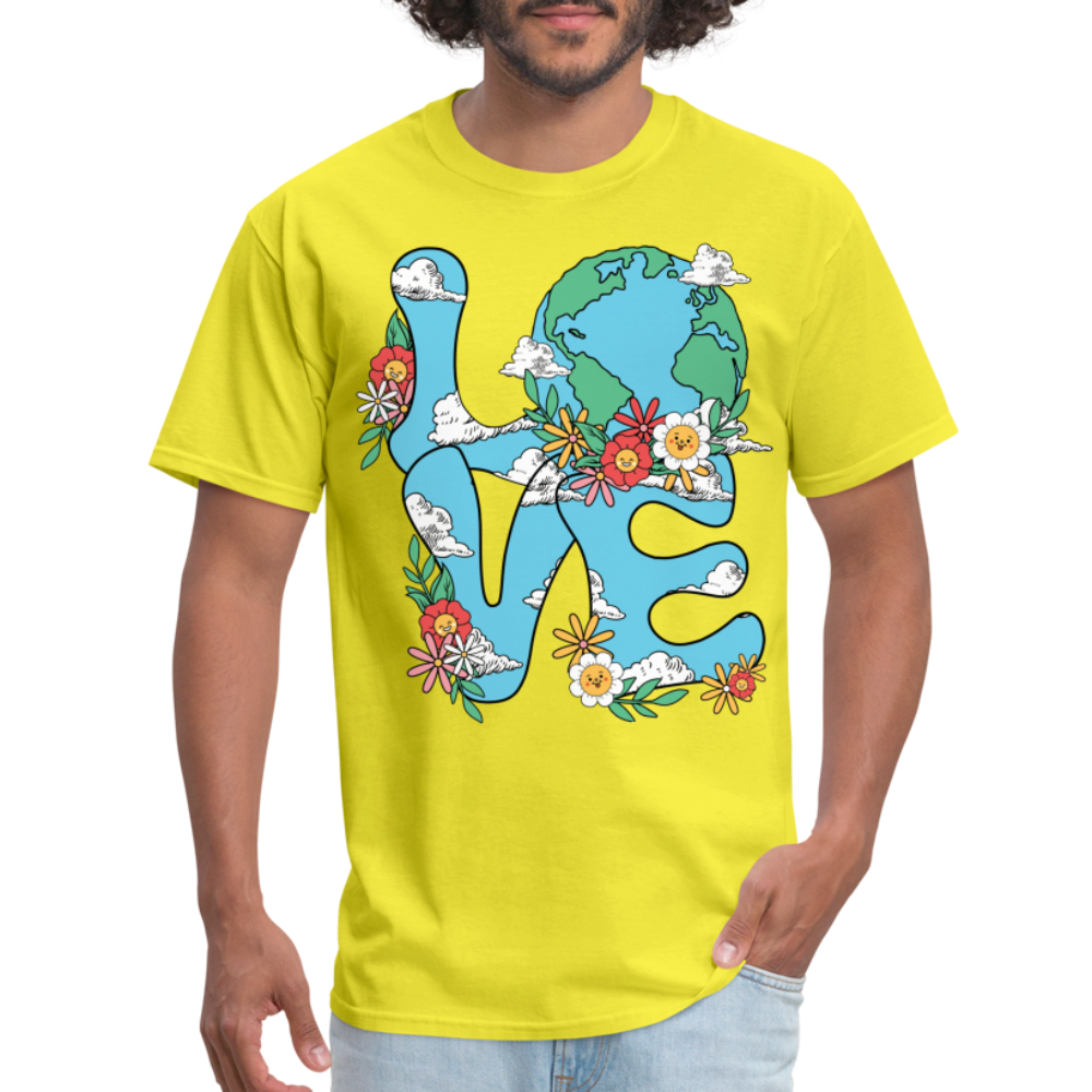 Floral LOVE Earth Day T-Shirt - yellow