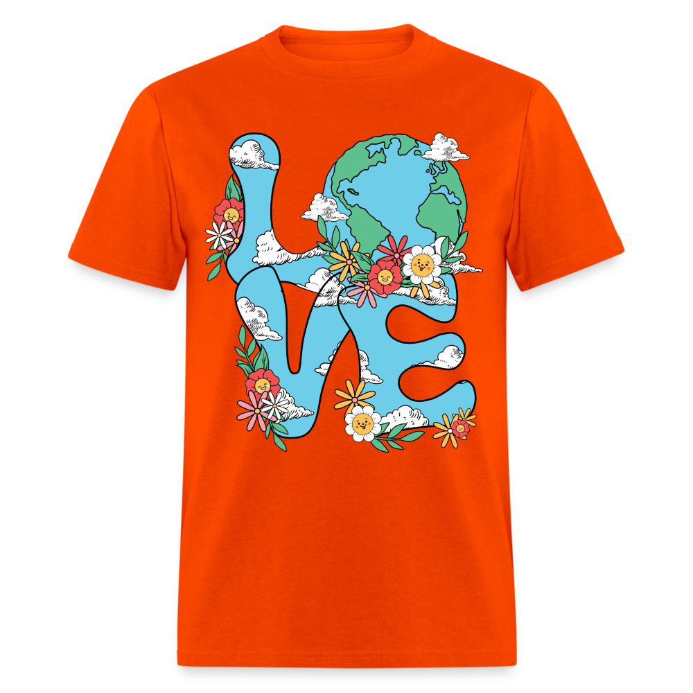 Floral LOVE Earth Day T-Shirt - orange