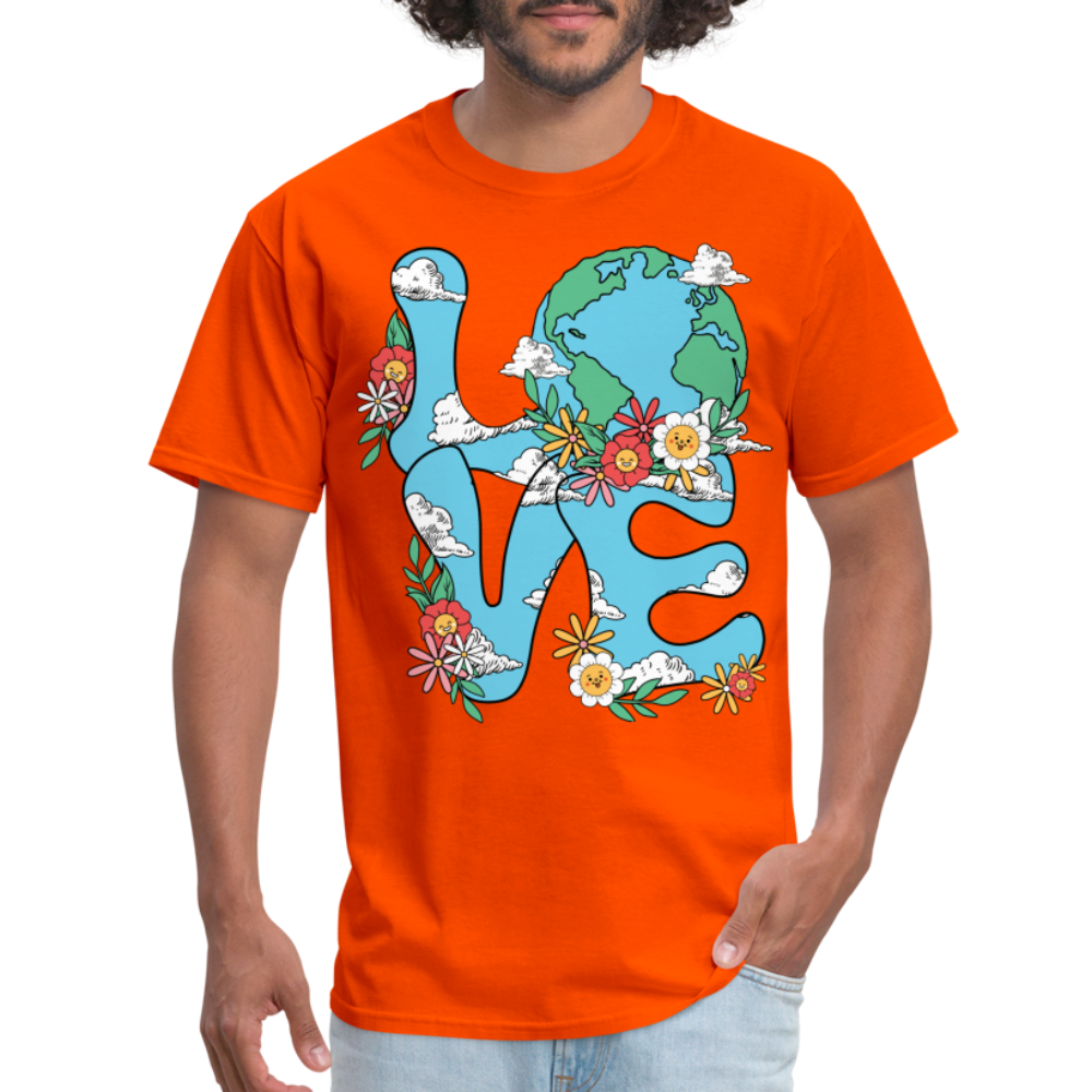 Floral LOVE Earth Day T-Shirt - orange