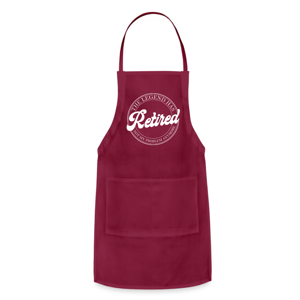 The Legend Has Retired Adjustable Apron Color: burgundy