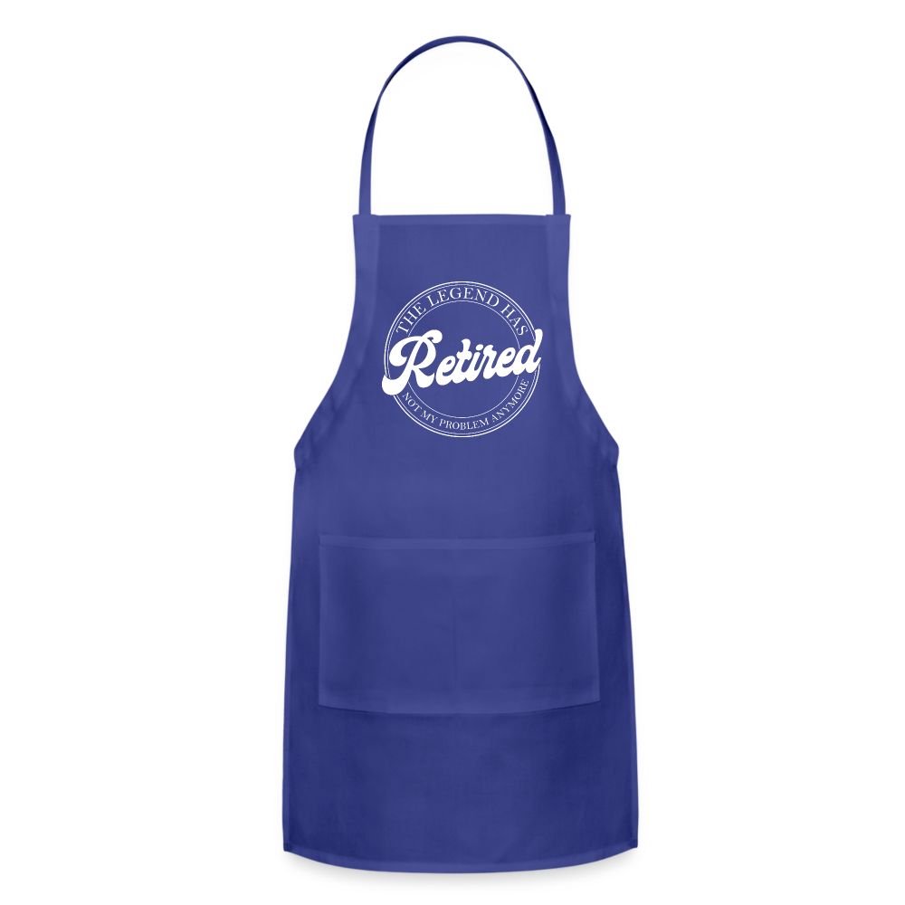 The Legend Has Retired Adjustable Apron Color: royal blue