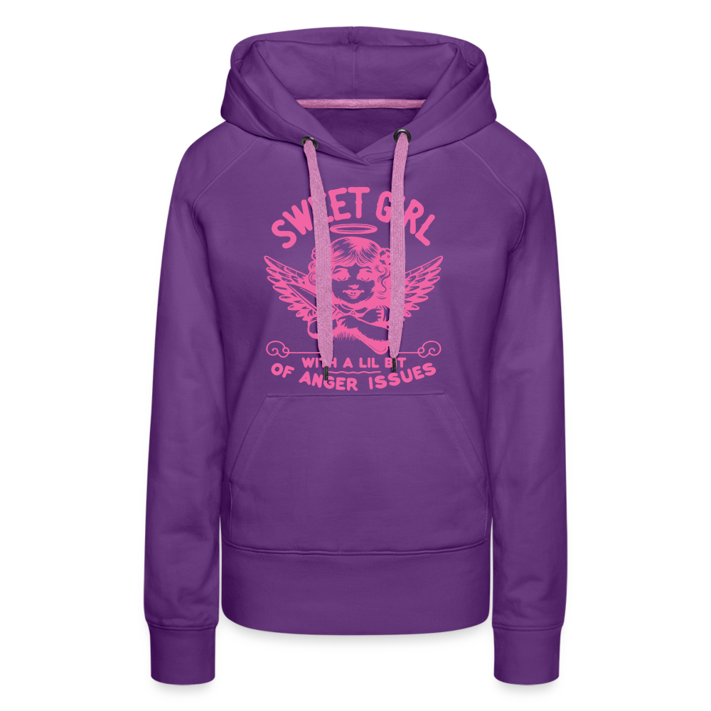 Sweet Girl With A Lil Bit of Anger Issues Women’s Premium Hoodie - purple