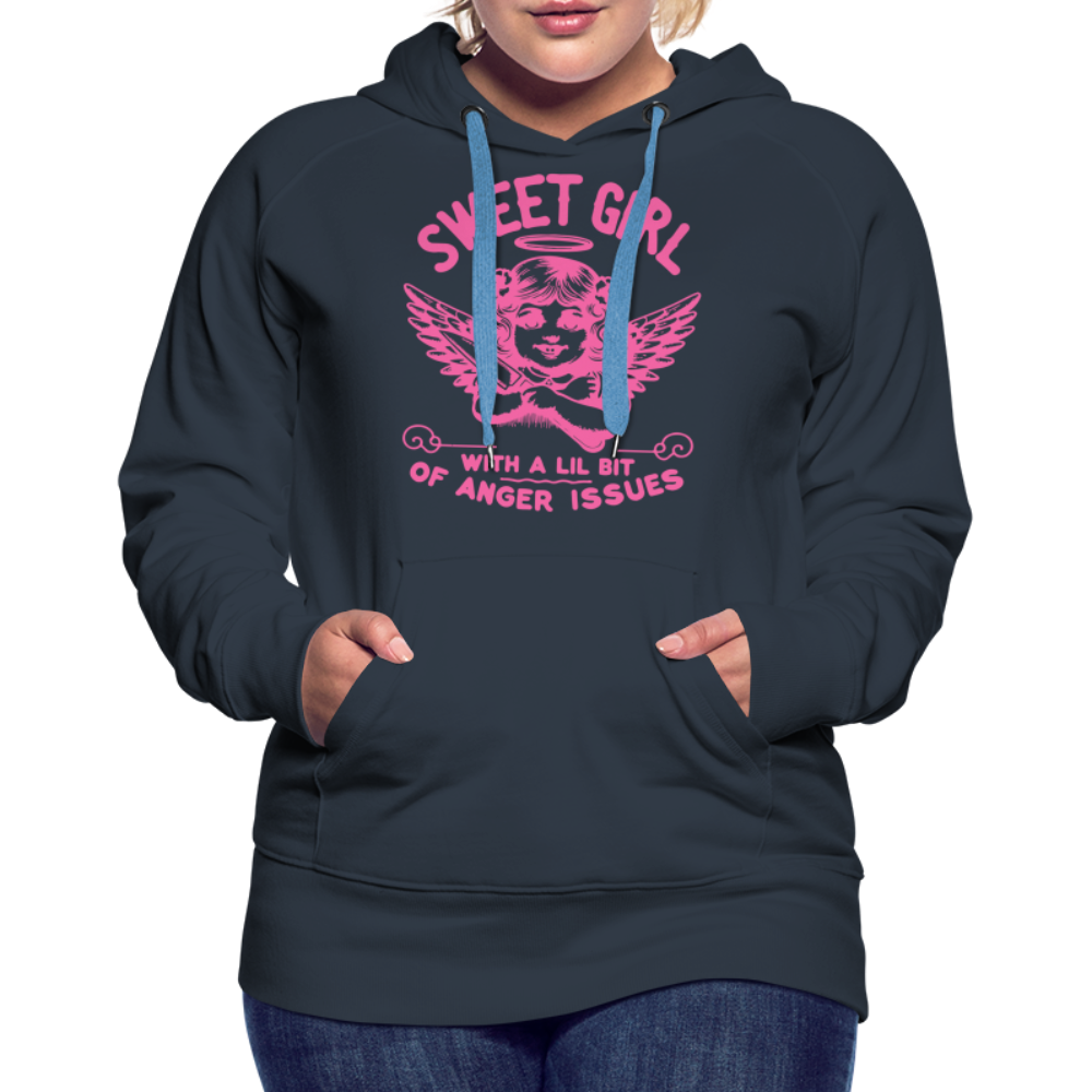 Sweet Girl With A Lil Bit of Anger Issues Women’s Premium Hoodie - navy