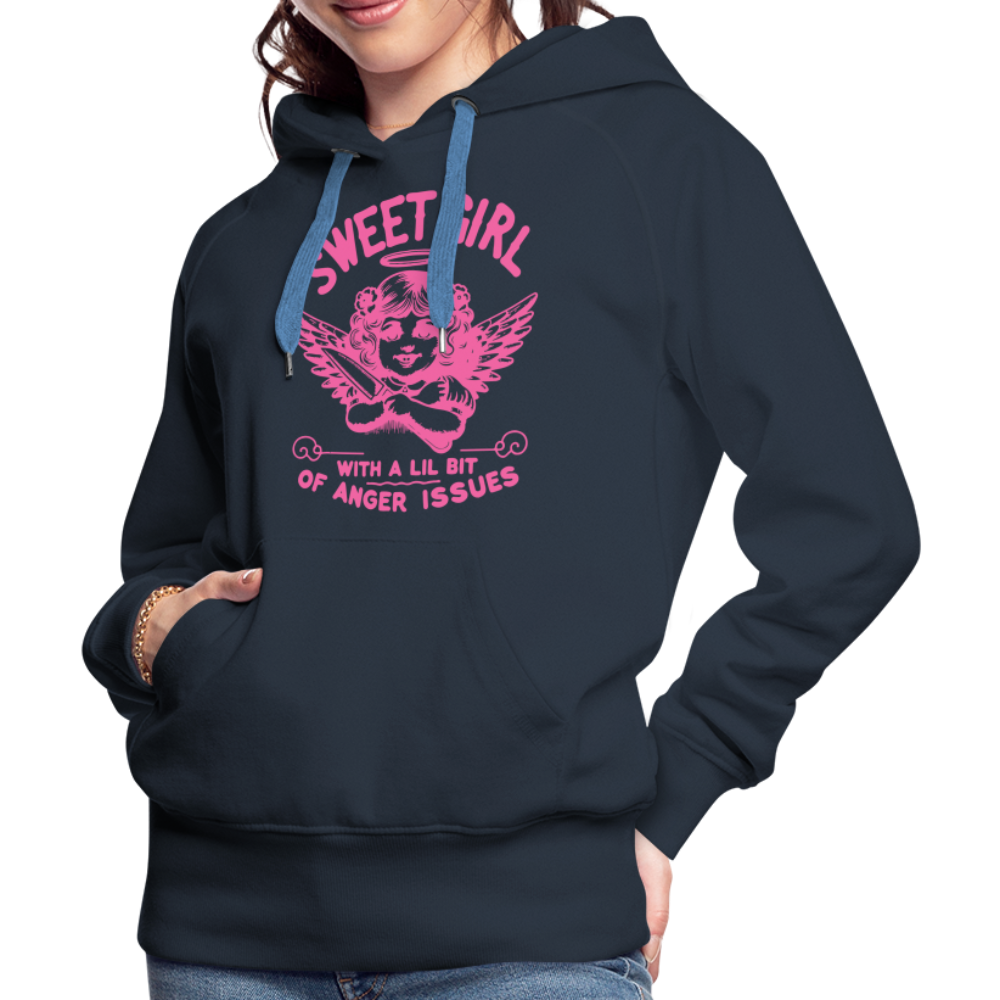 Sweet Girl With A Lil Bit of Anger Issues Women’s Premium Hoodie - navy