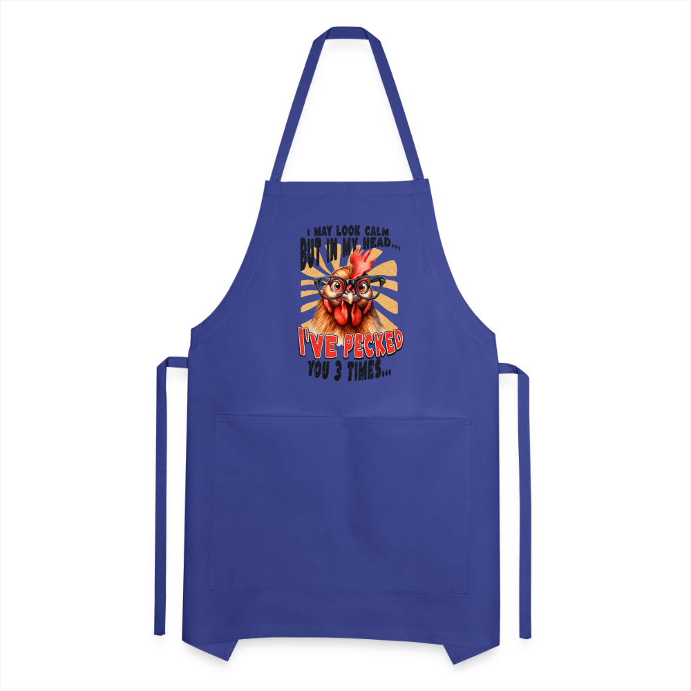 I May Look Calm But In My Head... funny Crazy Chicken Adjustable Apron Color: khaki