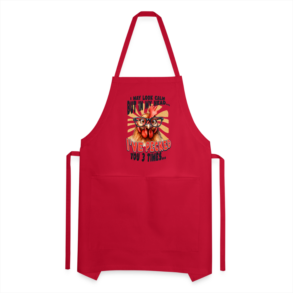 I May Look Calm But In My Head... funny Crazy Chicken Adjustable Apron Color: khaki
