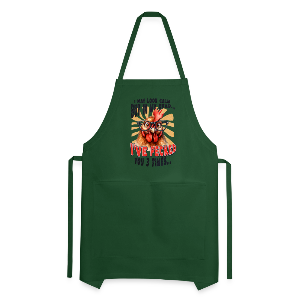 I May Look Calm But In My Head... funny Crazy Chicken Adjustable Apron Color: khaki