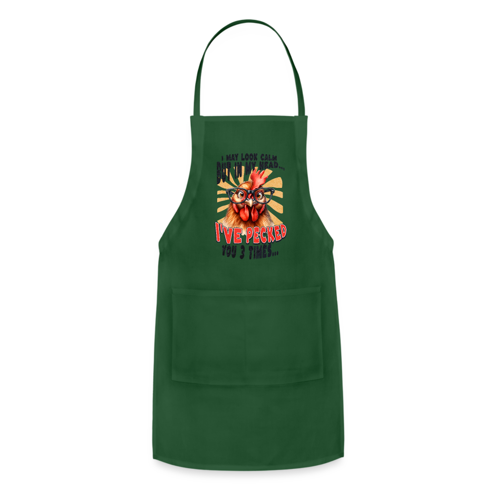 I May Look Calm But In My Head... funny Crazy Chicken Adjustable Apron Color: forest green