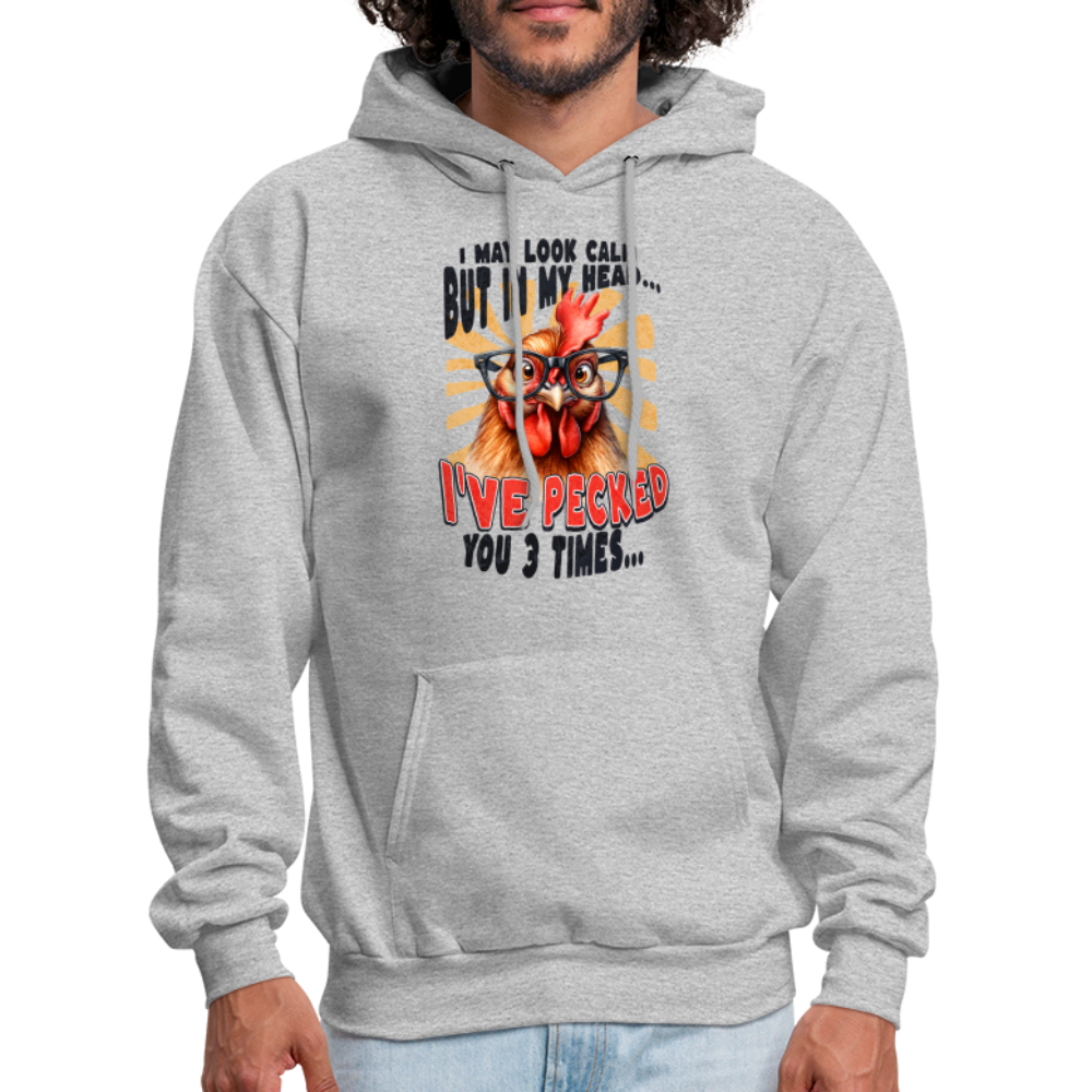 I May Look Calm But In My Head... Funny Crazy Chicken Hoodie Color: heather gray
