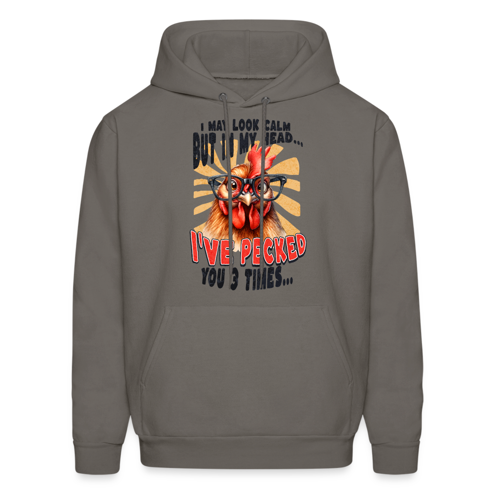 I May Look Calm But In My Head... Funny Crazy Chicken Hoodie Color: asphalt gray