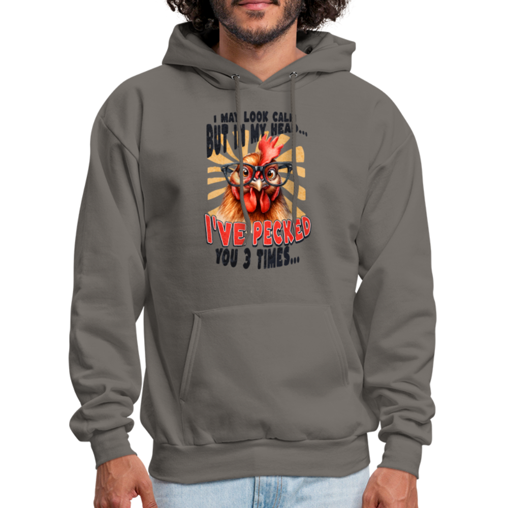 I May Look Calm But In My Head... Funny Crazy Chicken Hoodie Color: heather gray