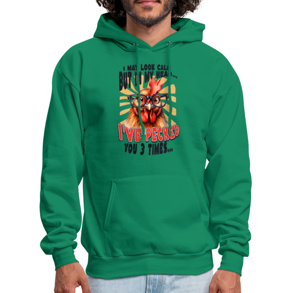 I May Look Calm But In My Head... Funny Crazy Chicken Hoodie Color: kelly green