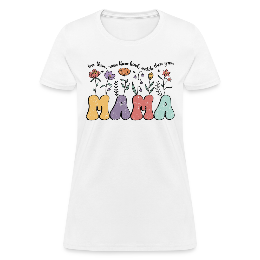 Mama - Love Them, Raise Them Kind, Watch Them Grow Women's T-Shirt Color: heather coral