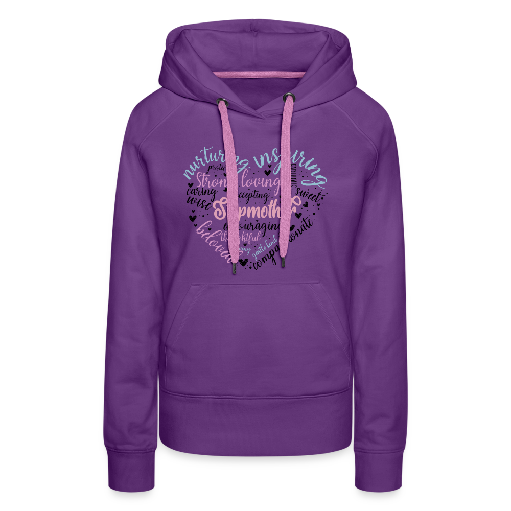 Stepmother Word Art Heart Women’s Premium Hoodie - purple