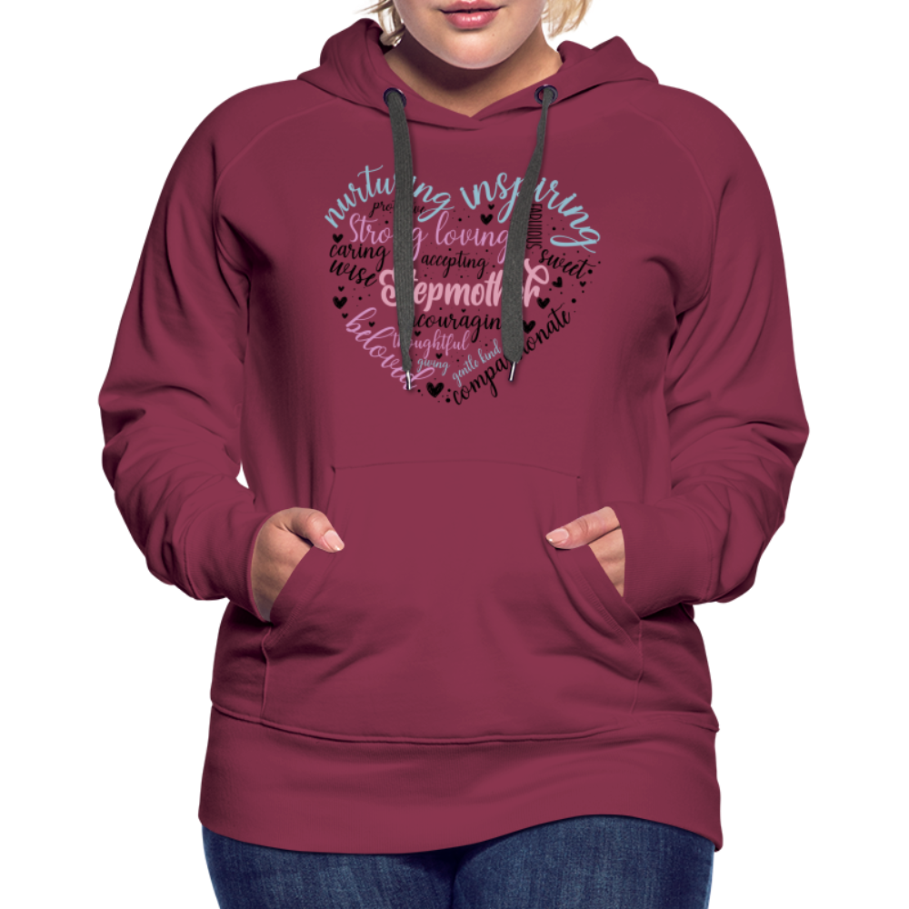 Stepmother Word Art Heart Women’s Premium Hoodie - burgundy