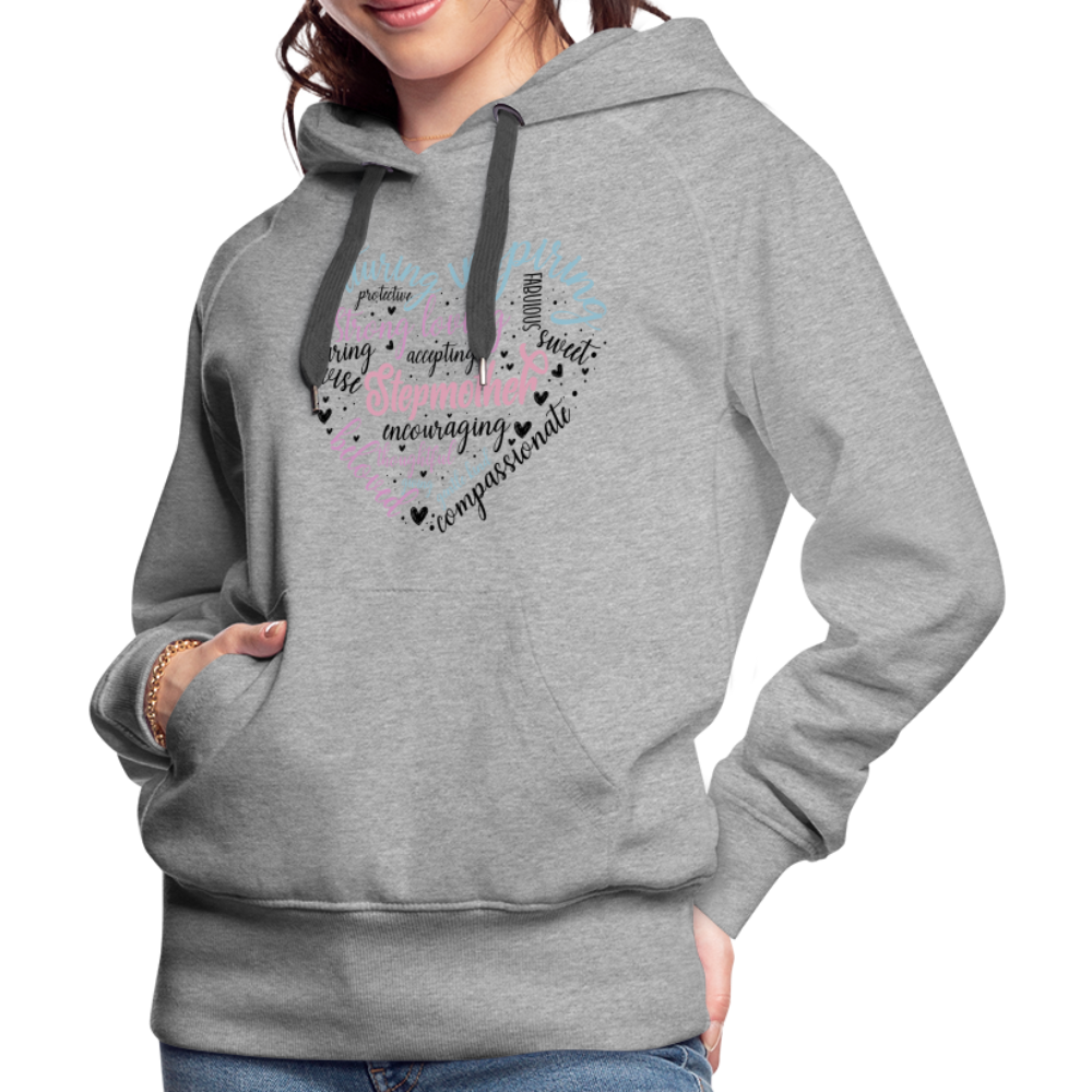 Stepmother Word Art Heart Women’s Premium Hoodie - heather grey