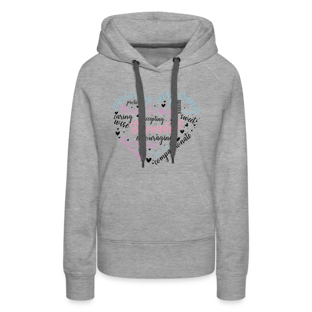 Stepmother Word Art Heart Women’s Premium Hoodie - heather grey