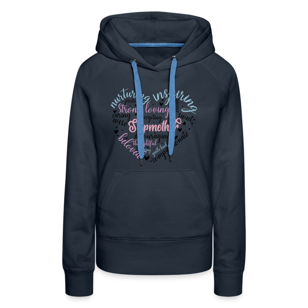 Stepmother Word Art Heart Women’s Premium Hoodie - navy