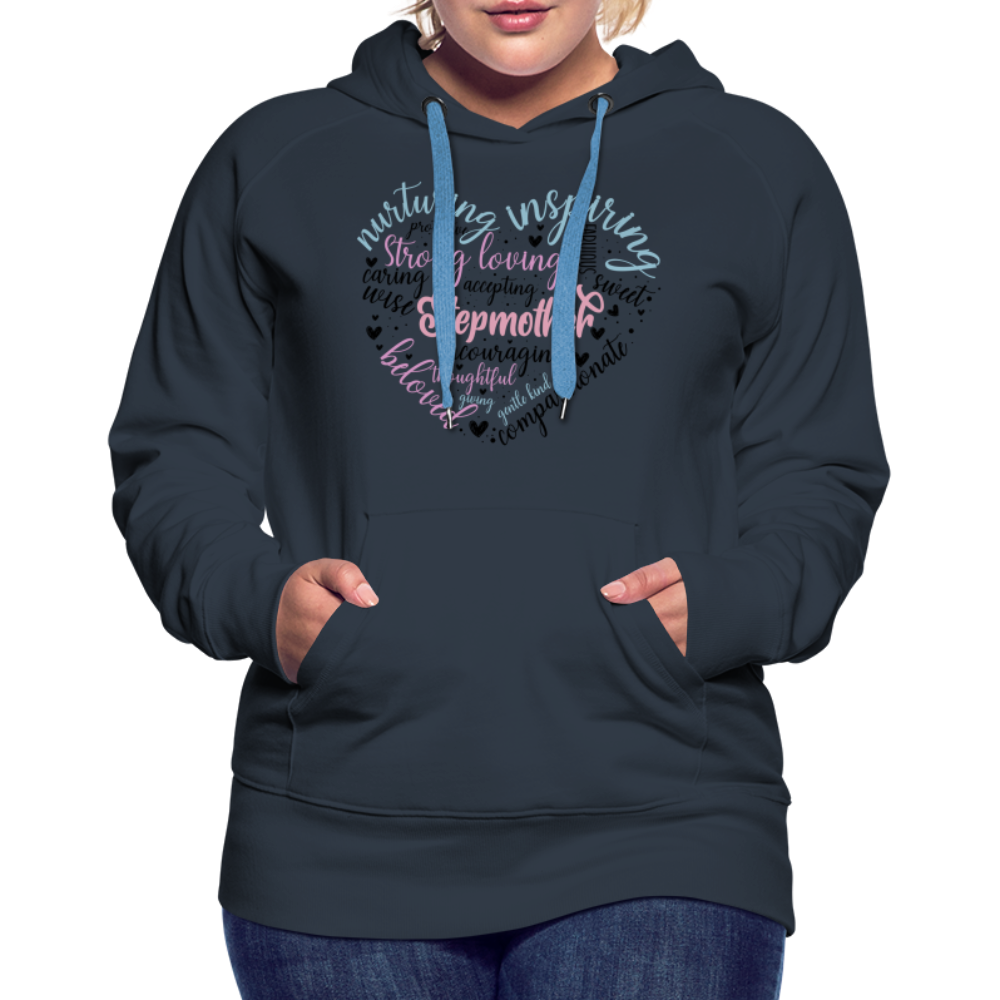 Stepmother Word Art Heart Women’s Premium Hoodie - navy
