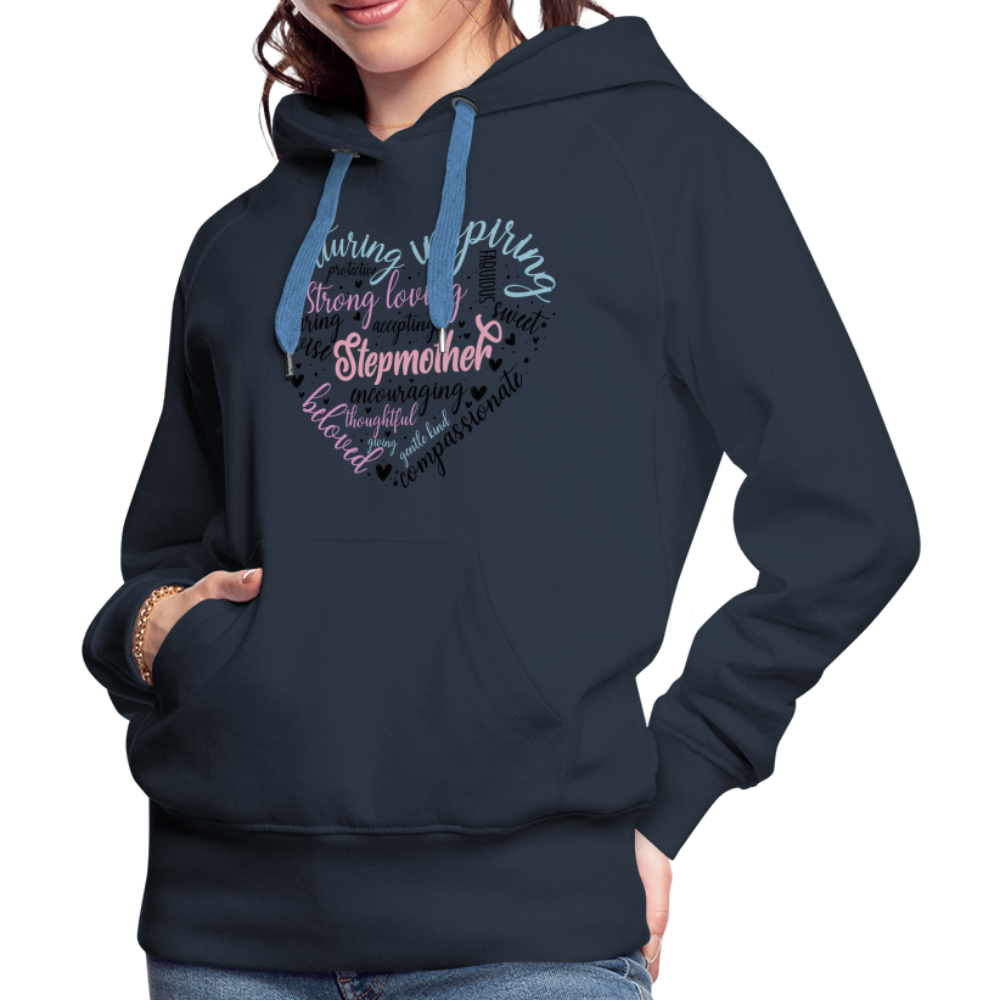 Stepmother Word Art Heart Women’s Premium Hoodie - navy
