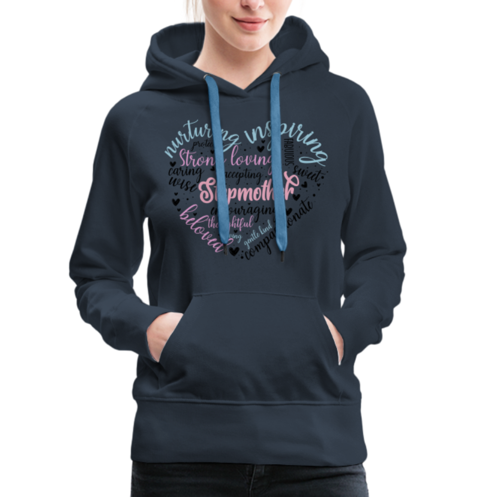 Stepmother Word Art Heart Women’s Premium Hoodie - navy