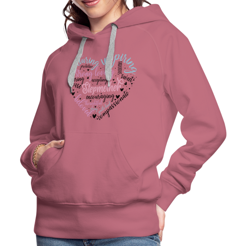 Stepmother Word Art Heart Women’s Premium Hoodie - mauve