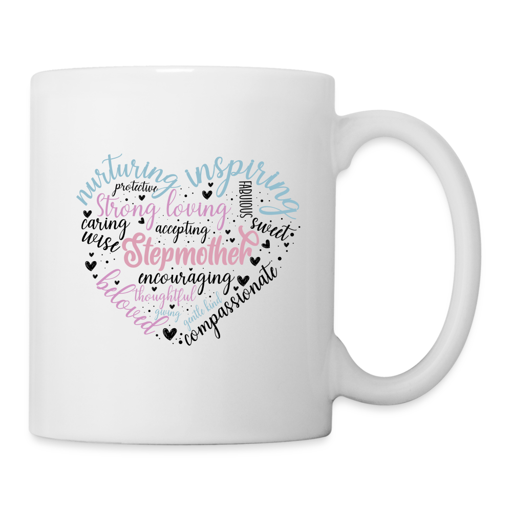 Stepmother Word Art Heart Coffee Mug - white