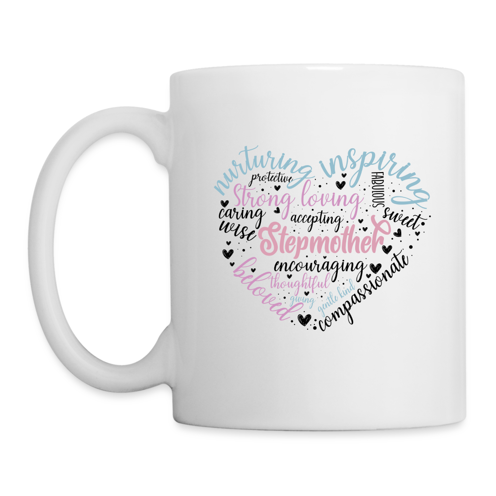 Stepmother Word Art Heart Coffee Mug - white