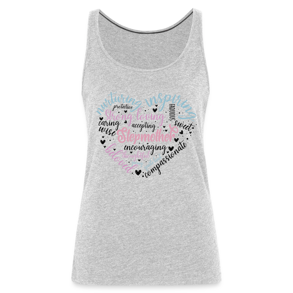 Stepmother Word Art Heart Women’s Premium Tank Top - heather gray