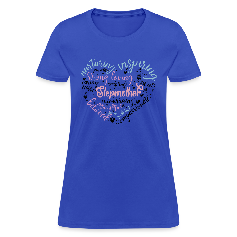 Stepmother Word Art Heart Women's T-Shirt Color: royal blue