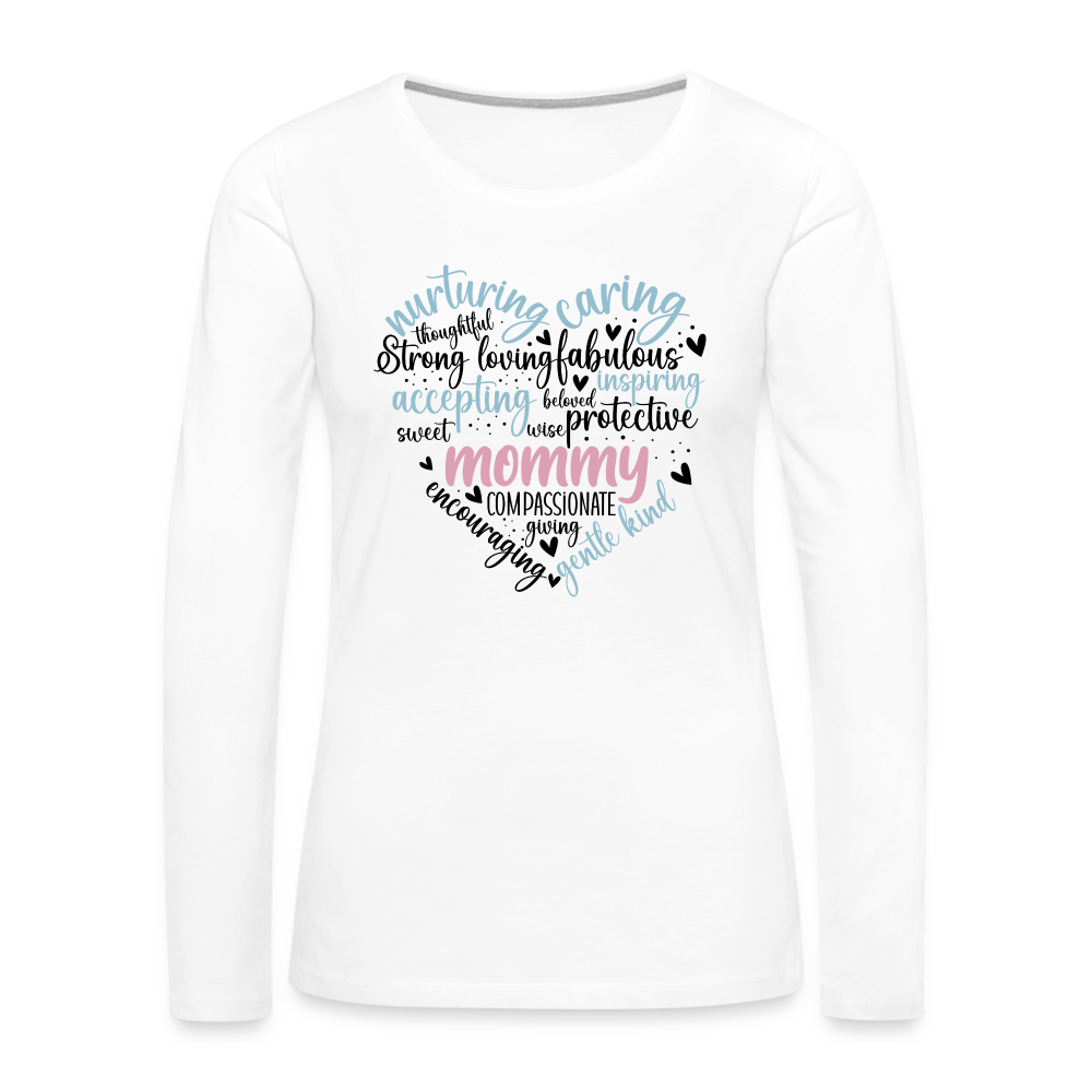 Mommy Heart Wordart Women's Premium Long Sleeve T-Shirt - white