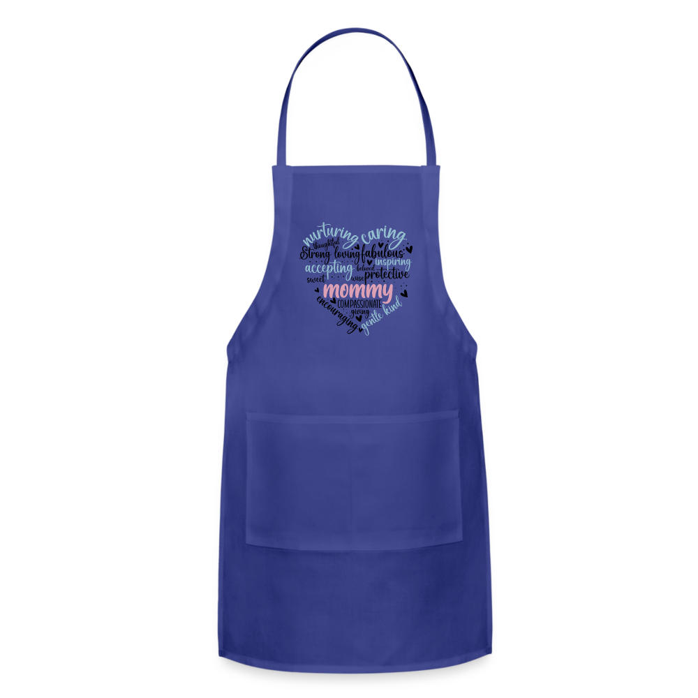 Mommy Heart Wordart Adjustable Apron Color: royal blue
