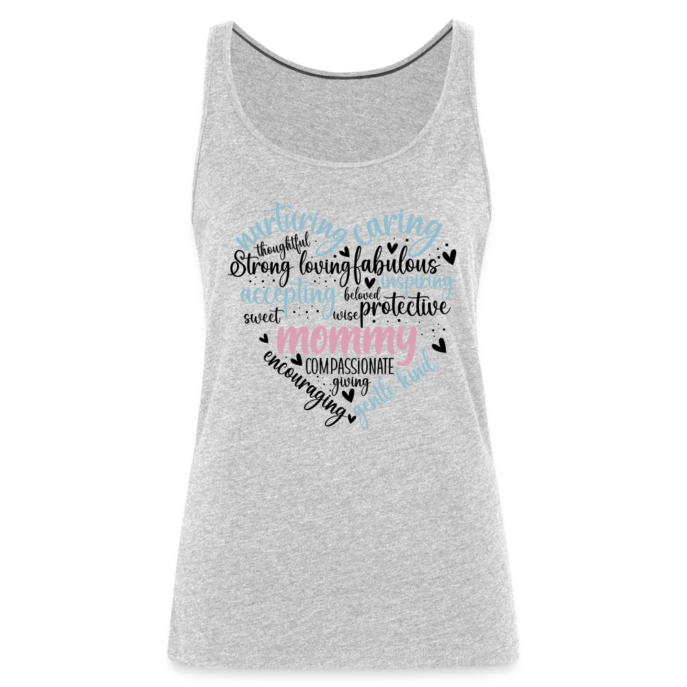 Mommy Heart Wordart Women’s Premium Tank Top - heather gray