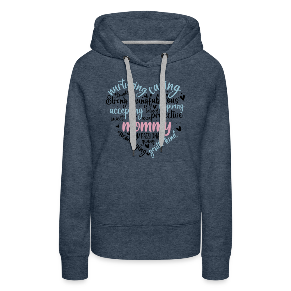Mommy Heart Wordart Women’s Premium Hoodie - heather denim