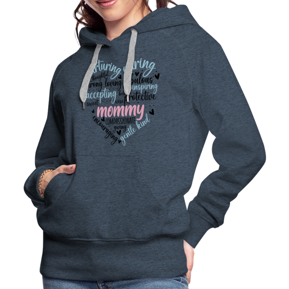 Mommy Heart Wordart Women’s Premium Hoodie - heather denim