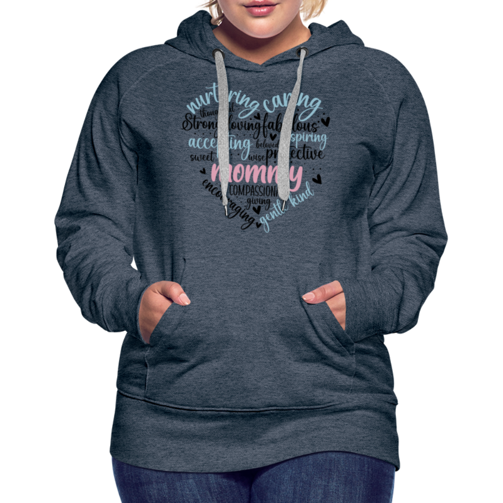 Mommy Heart Wordart Women’s Premium Hoodie - heather denim