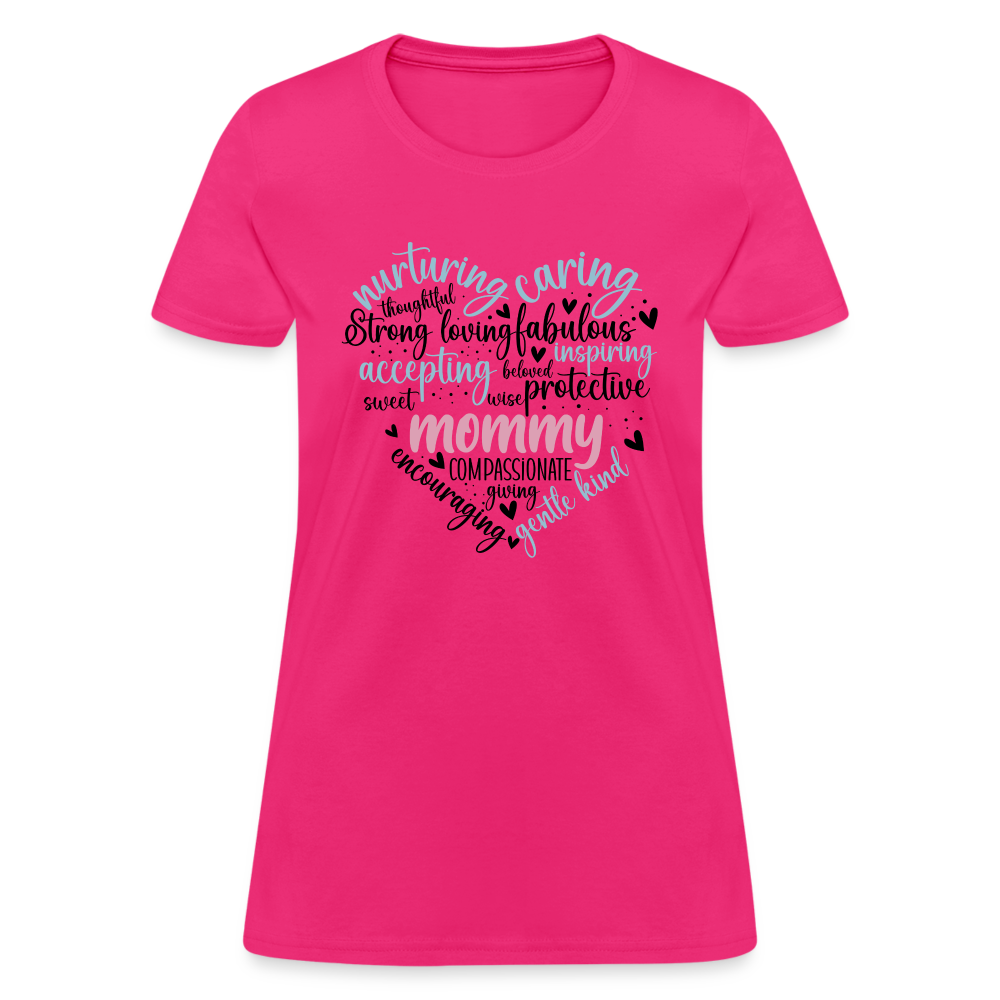 Mommy Heart Wordart Women's T-Shirt Color: fuchsia