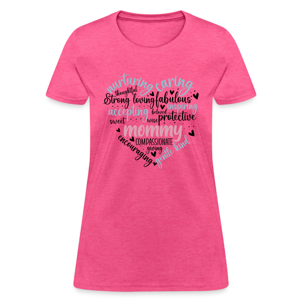 Mommy Heart Wordart Women's T-Shirt Color: heather pink