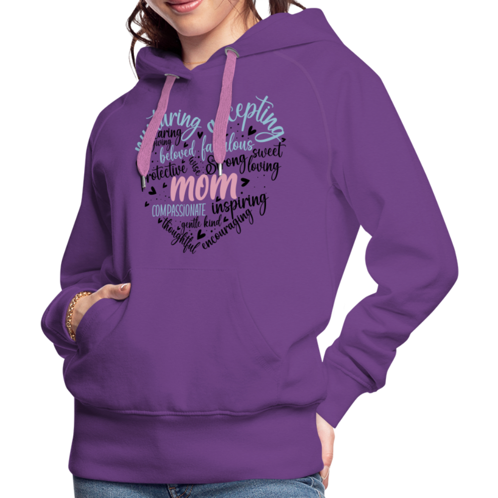 Mom Word Art Heart Women’s Premium Hoodie - purple