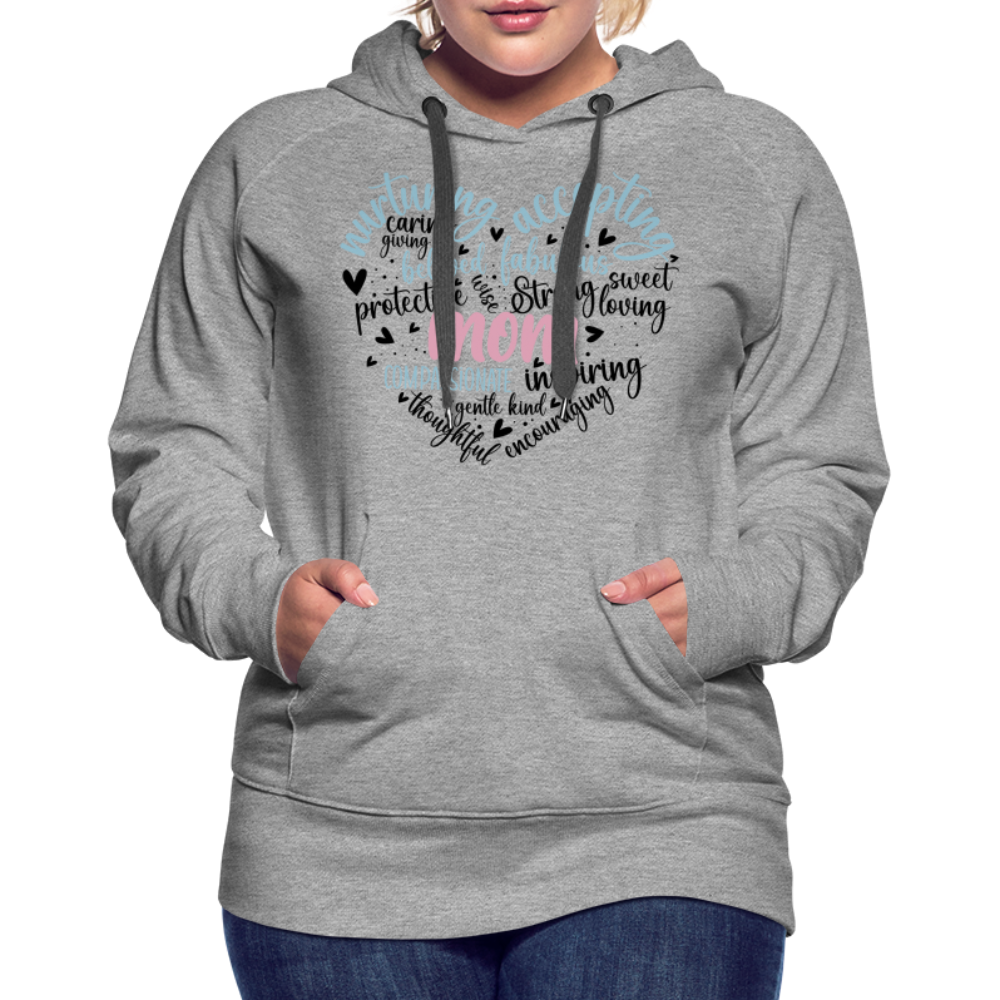 Mom Word Art Heart Women’s Premium Hoodie - heather grey