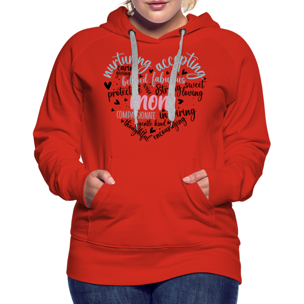 Mom Word Art Heart Women’s Premium Hoodie - red