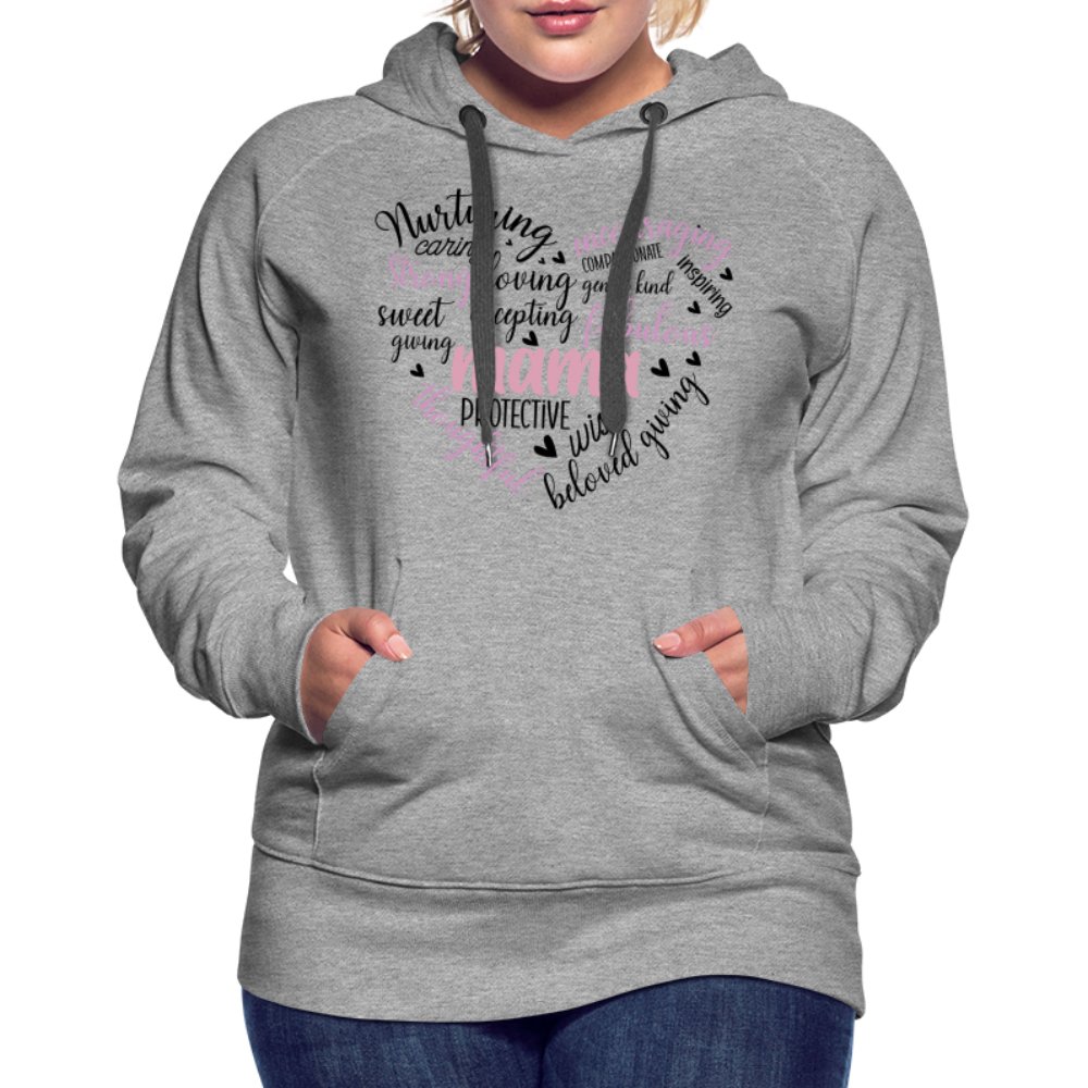 Mama Word Art Heart Women’s Premium Hoodie - heather grey