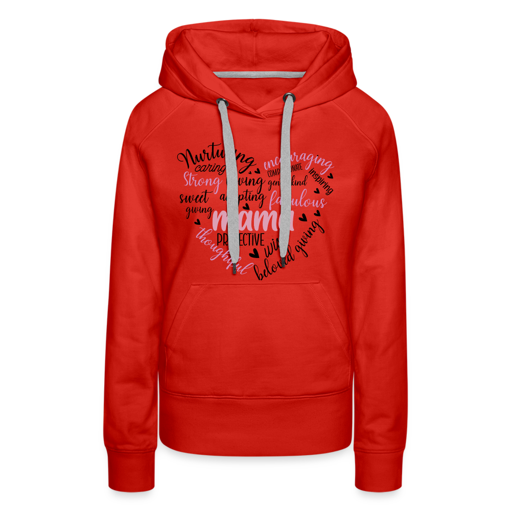 Mama Word Art Heart Women’s Premium Hoodie - red