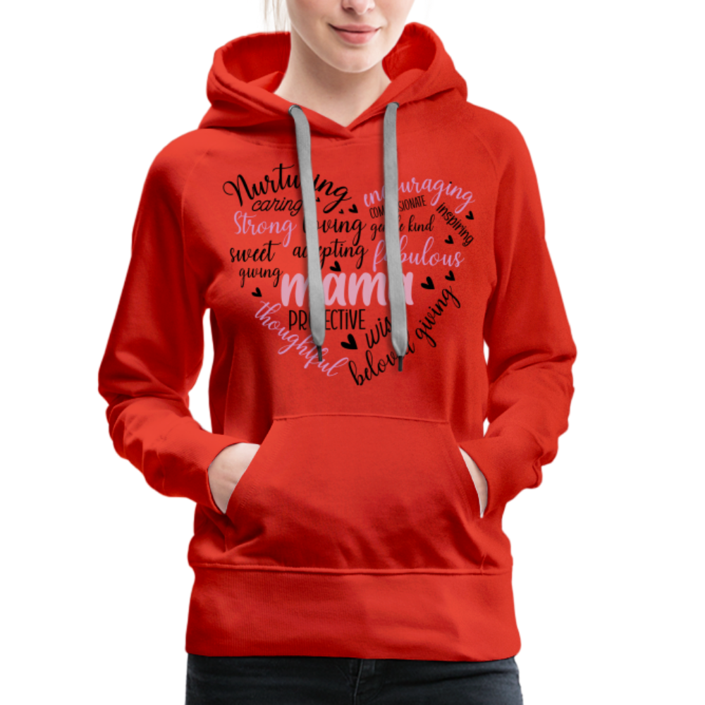 Mama Word Art Heart Women’s Premium Hoodie - red