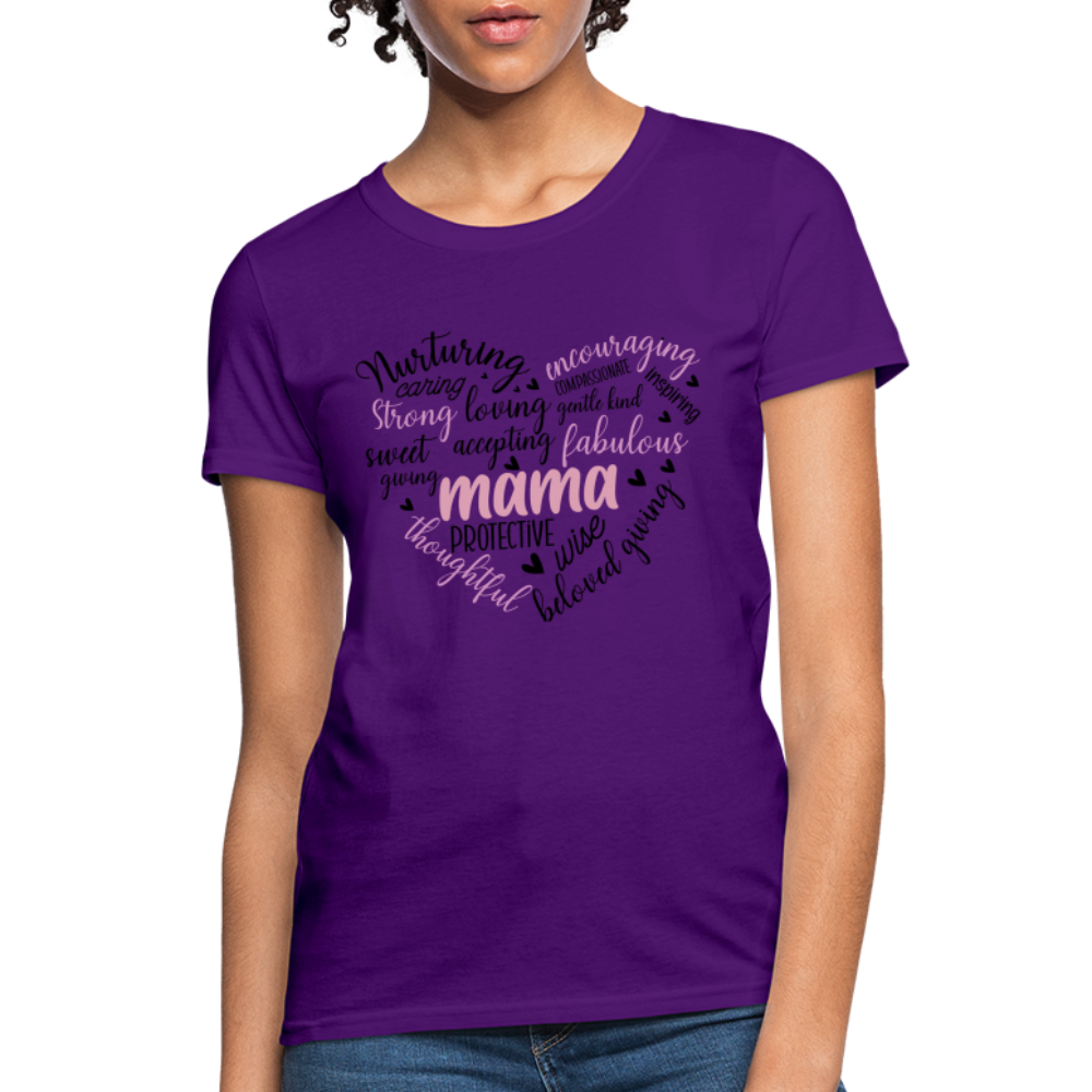 Mama Word Art Heart Women's T-Shirt Color: purple