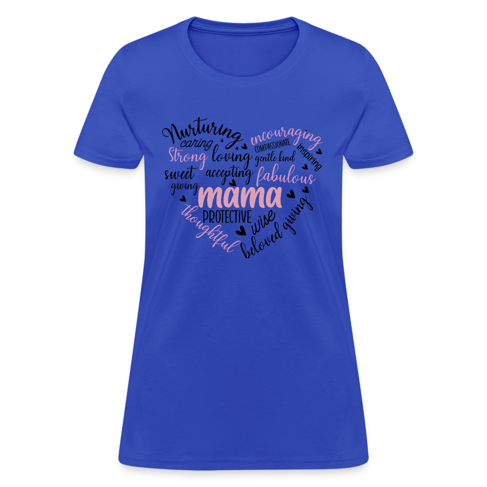 Mama Word Art Heart Women's T-Shirt Color: royal blue