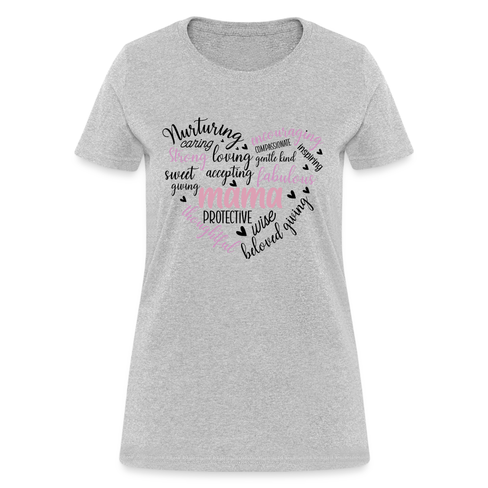 Mama Word Art Heart Women's T-Shirt Color: heather gray