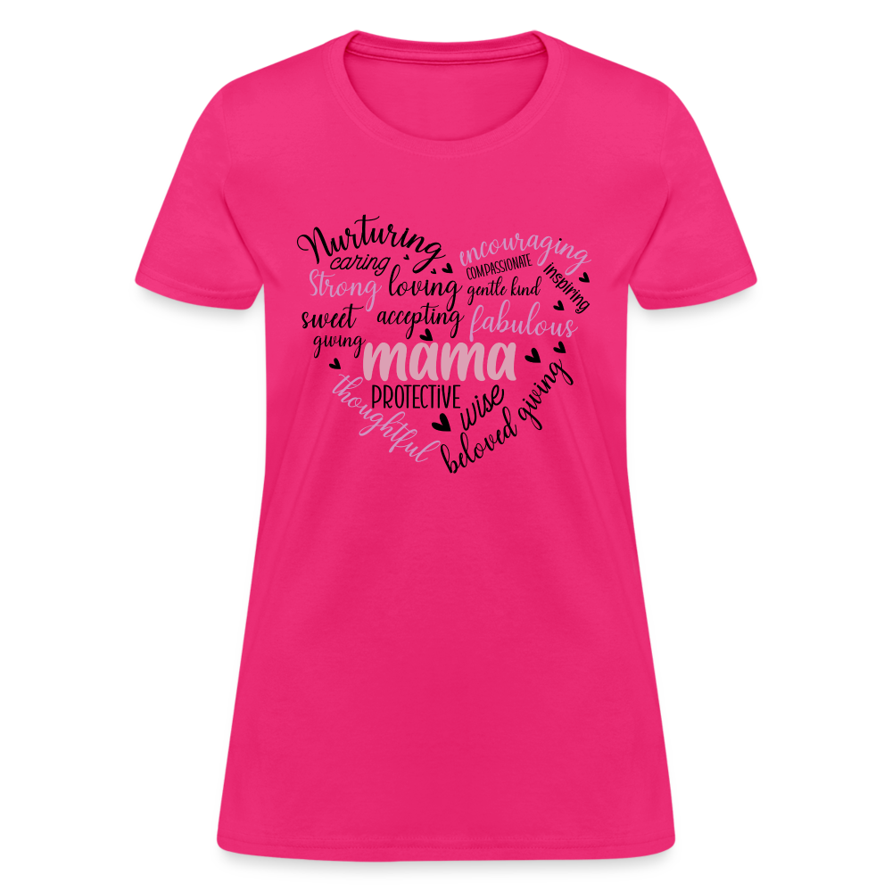 Mama Word Art Heart Women's T-Shirt Color: fuchsia