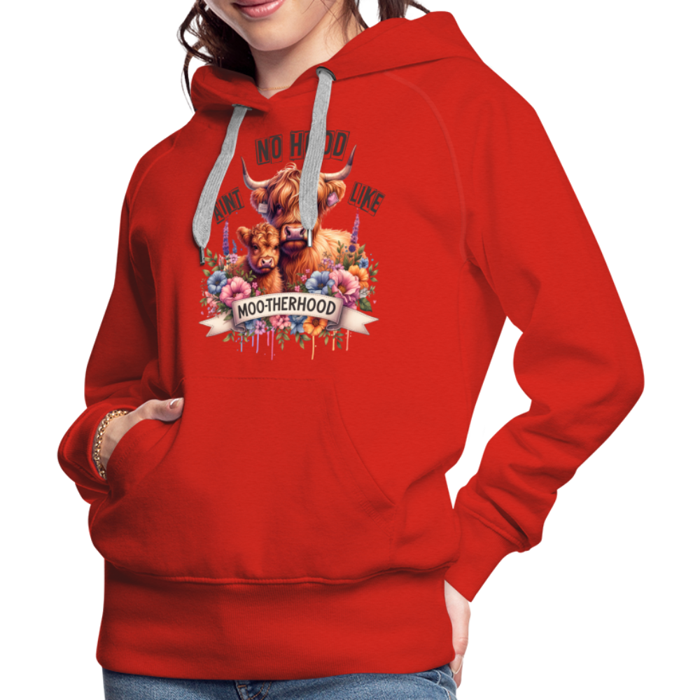 Highland Cow - Aint No Hood Like Moo-Therhood Women’s Premium Hoodie - red