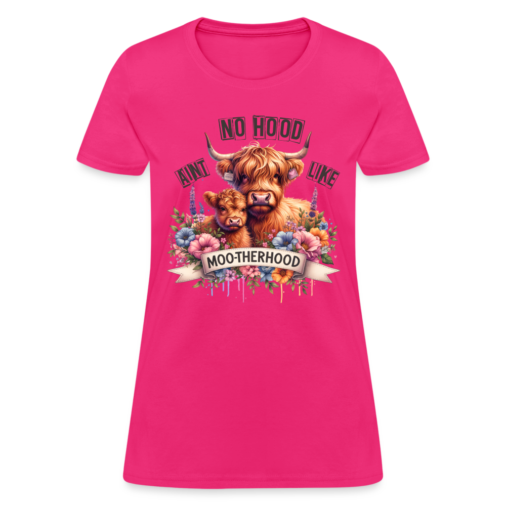 Highland Cow - Aint No Hood Like Moo-Therhood Women's T-Shirt Color: white